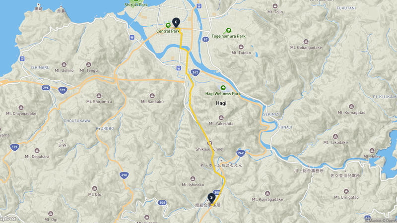 萩市至萩城 登山路線