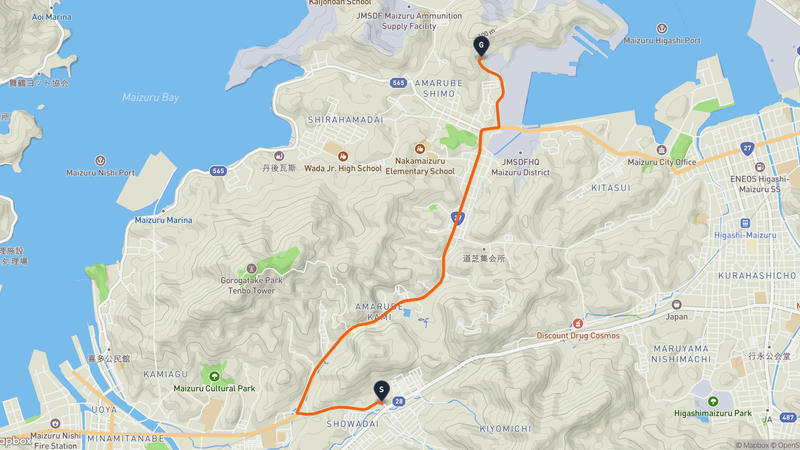 田邊城至舞鶴灣 駕車路線
