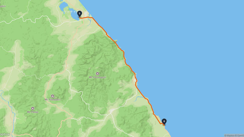 屈茶路湖至枝幸町 骑行路线