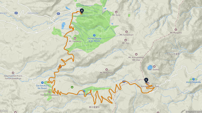藏王山至山形市 驾车路线