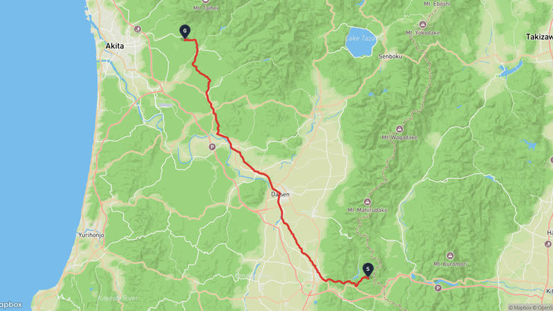 Yokote to Akita Hiking Route