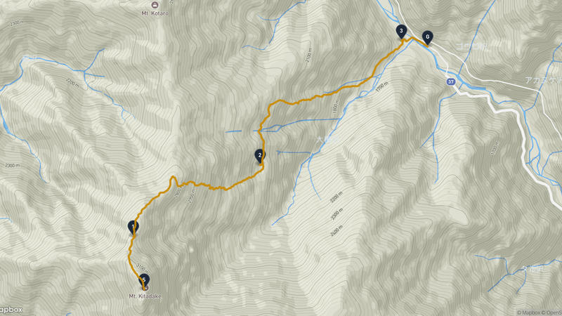 北岳至南アルプス市 登山路線