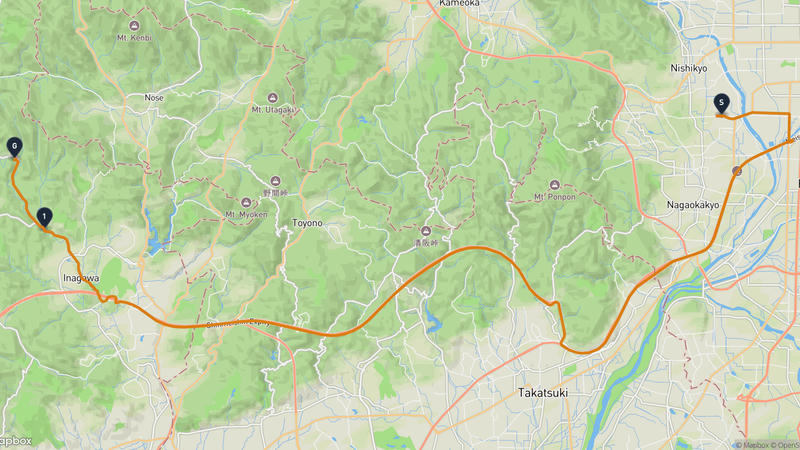 天神川至猪名川町 驾车路线
