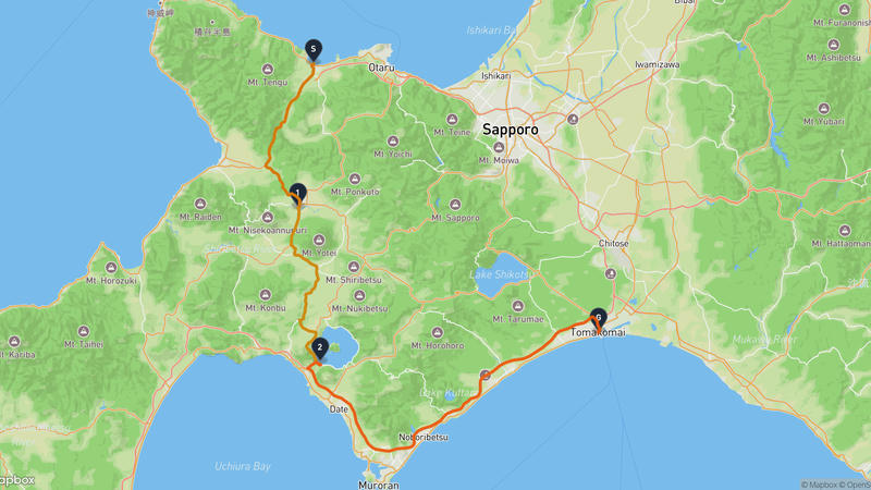 余市町至苫小牧市 駕車路線