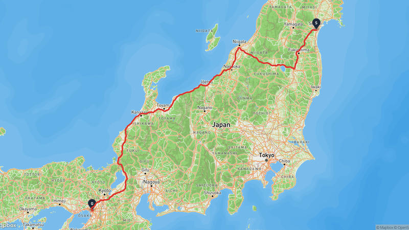เส้นทางขับรถ Taihaku Ward, Sendai-Dōjima River