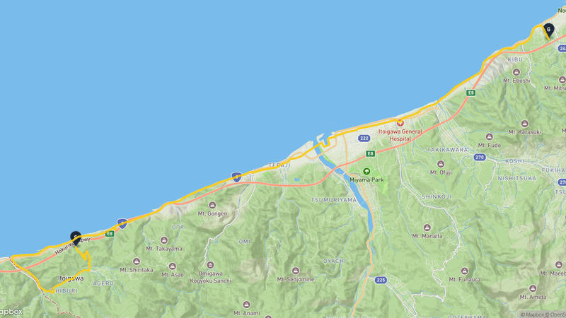 糸魚川市 騎行路線