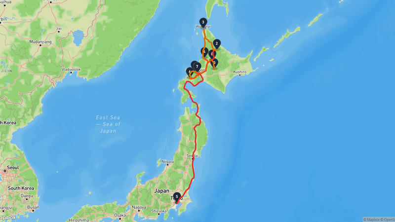 메구로강~Furano 드라이브 루트