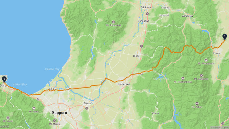 中富良野町〜小樽運河 ハイキングルート
