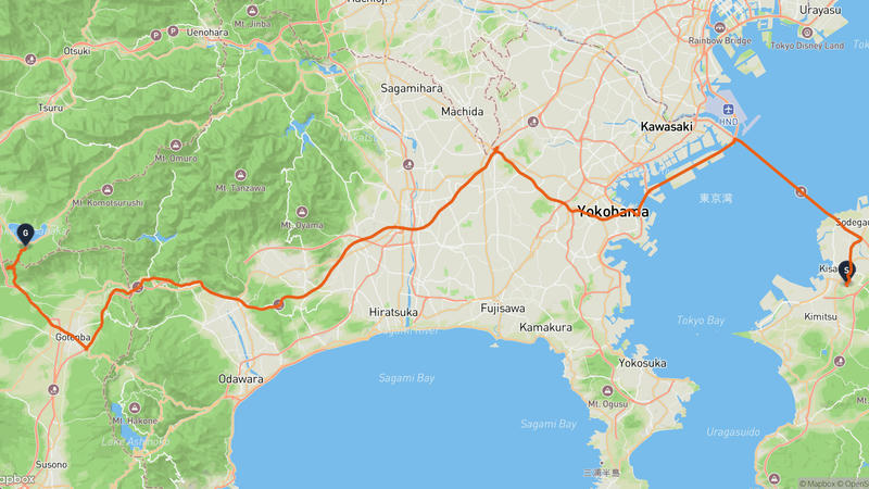 木更津市至山中湖 驾车路线