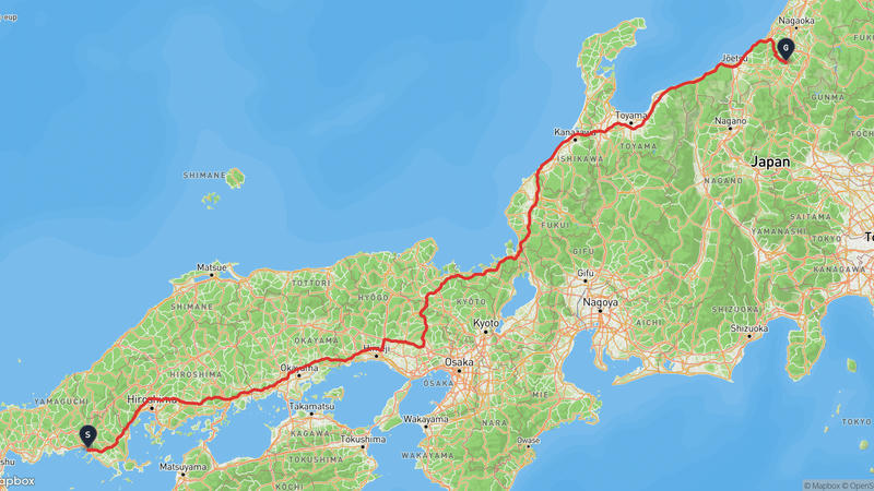 Shunan~Tokamachi 드라이브 루트