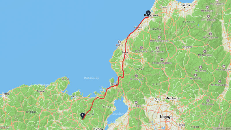 Kanazawa to Nantan Hiking Route