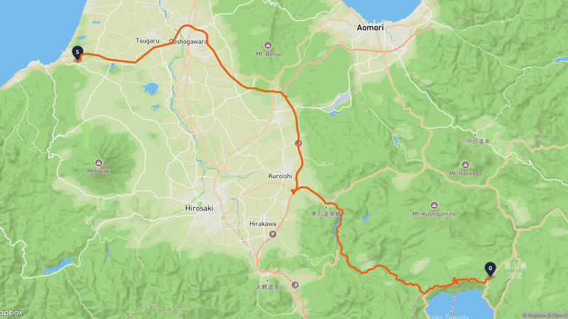 鰺ヶ沢町至十和田市 驾车路线
