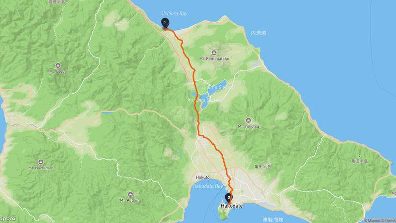 森町至函館朝市 騎行路線