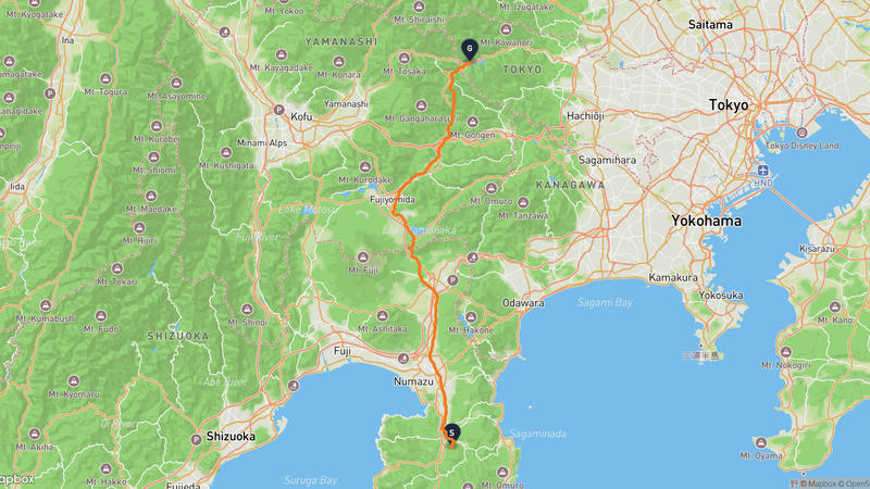 伊豆市至奧多摩湖 登山路線