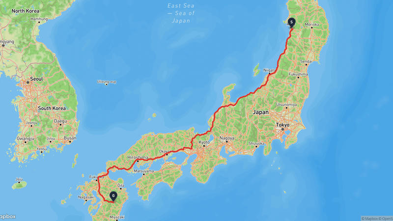 เส้นทางขับรถ Akita-Gokase