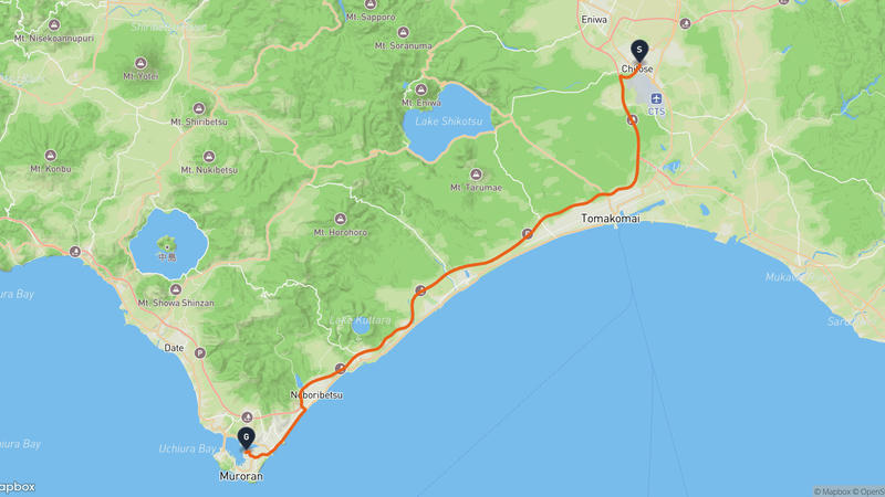千歳市至室蘭市 駕車路線