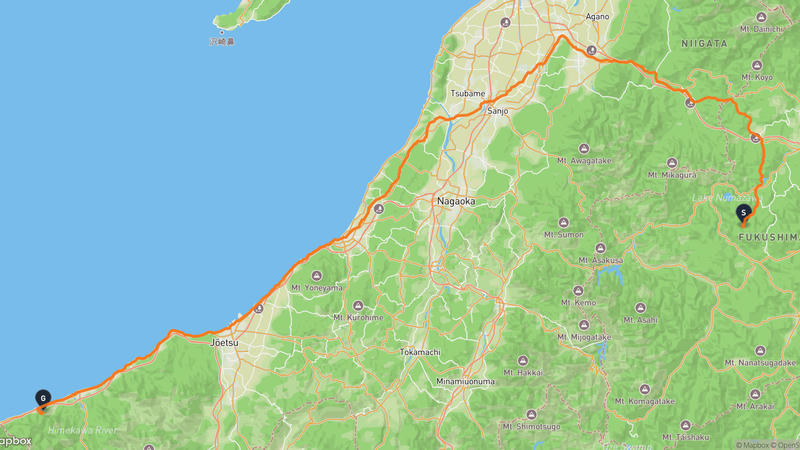 三島町至糸魚川市 騎行路線