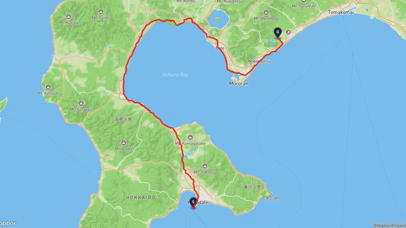 函馆山至白老町 徒步路线