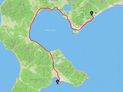 函馆山 → 白老町