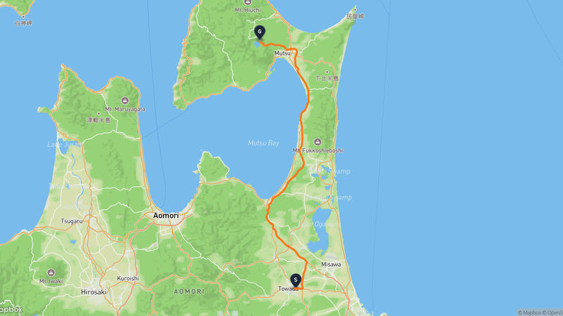 十和田市至宇曾利湖 驾车路线