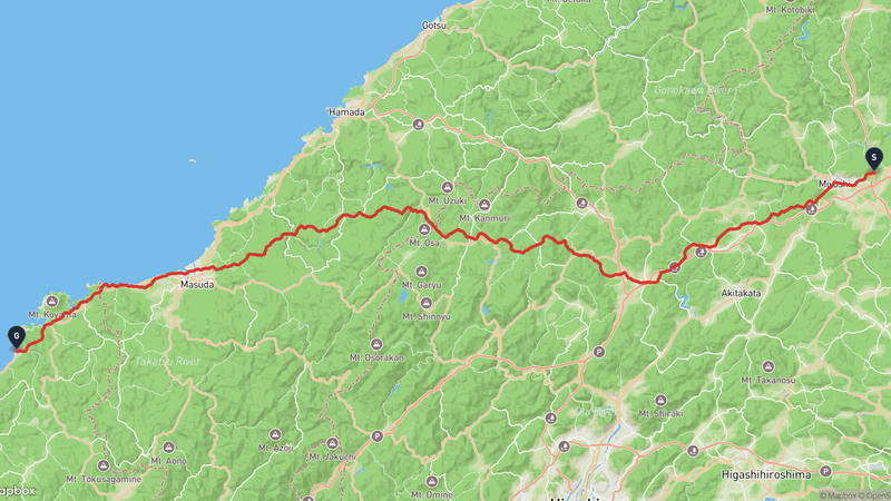 三次市至阿武町 登山路線