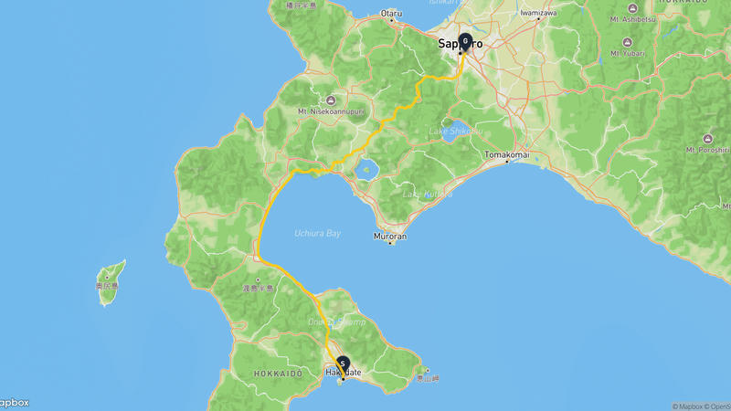 函館朝市至札幌啤酒博物館 登山路線
