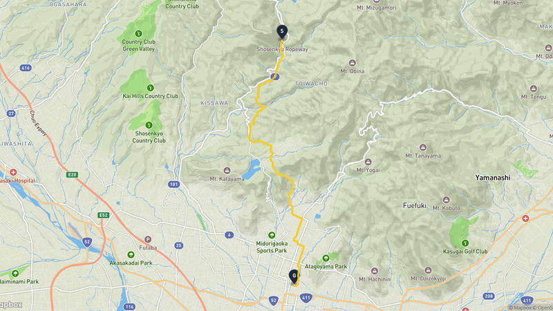 昇仙峽至甲府城 登山路線