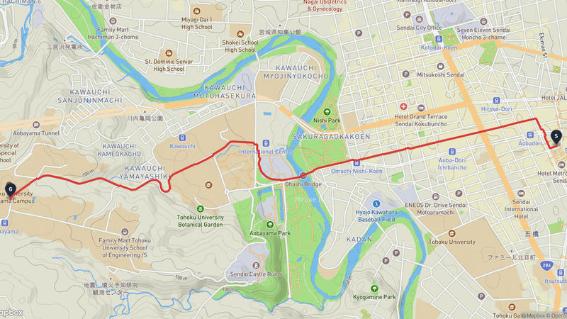 Kotodai Park to Sendai Yagiyama Zoological Park Hiking Route