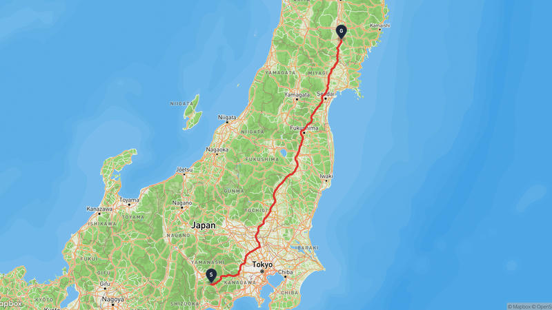 เส้นทางขับรถ Fujikawaguchiko-Oshu