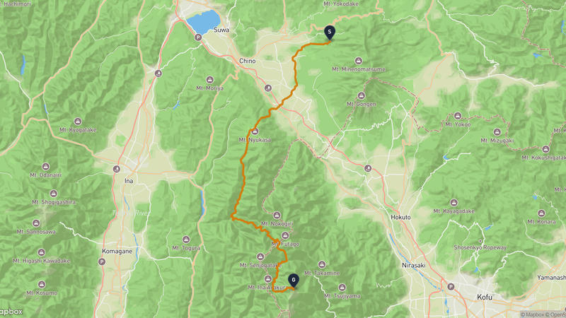 Chino to Mount Kita Hiking Route
