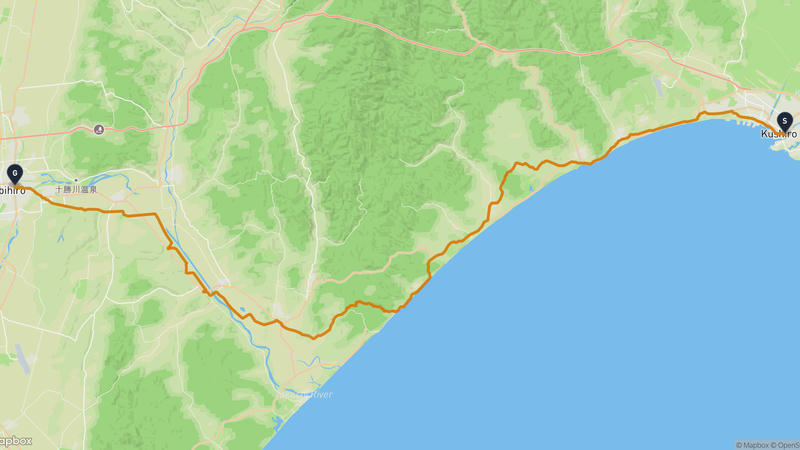 釧路市至帯広市 登山路線