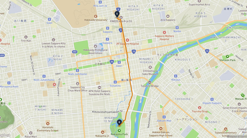 JR Tower to Nakajima Park Hiking Route