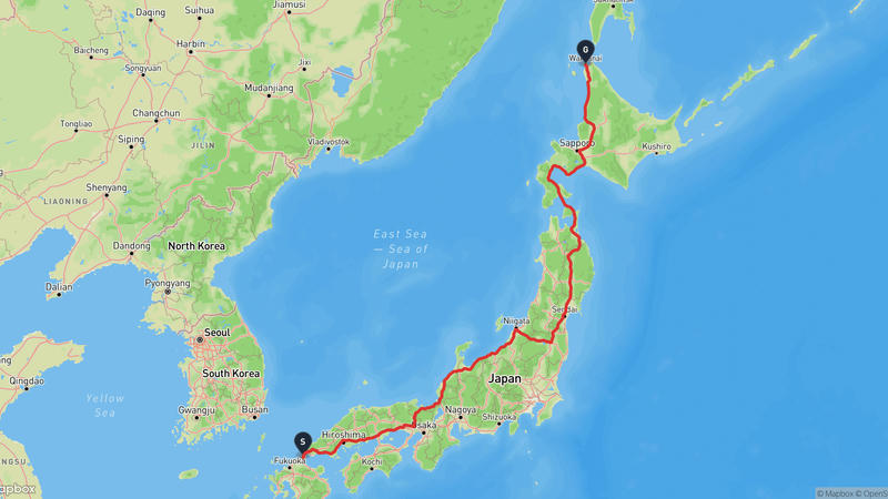 히코섬~Wakkanai 드라이브 루트