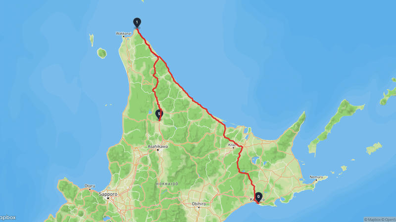 士別市至釧路市 骑行路线