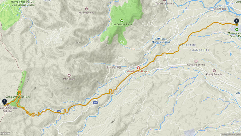 Minamiashigara to Oyama Cycling Route