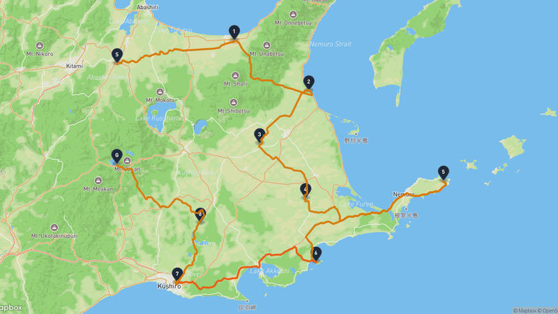 美幌町至阿寒湖 驾车路线