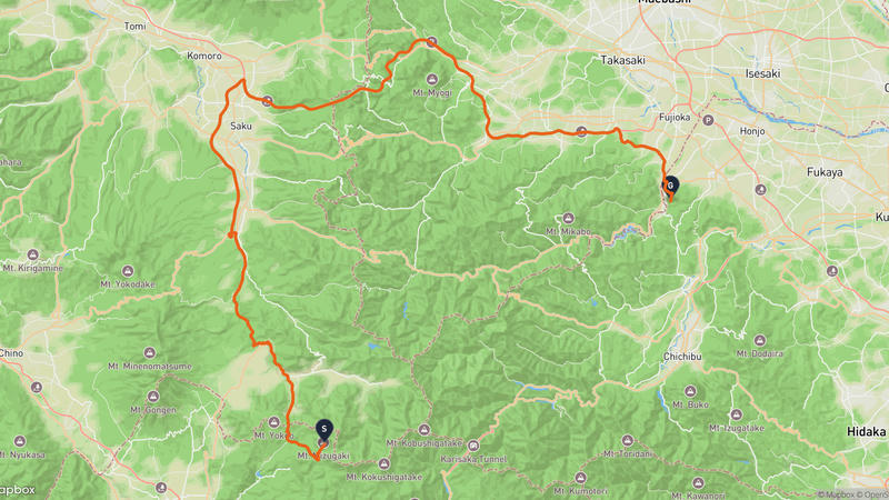 瑞牆山至神川町 驾车路线