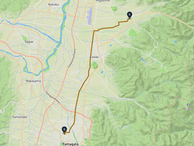 Higashine → Yamagata Castle