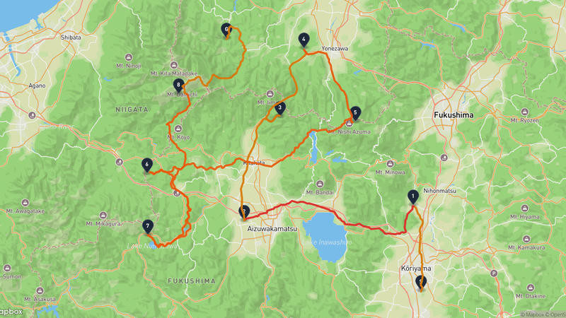 Koriyama to Oguni Hiking Route