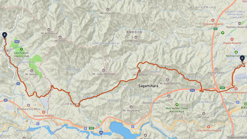 八王子城至上野原市 徒步路线