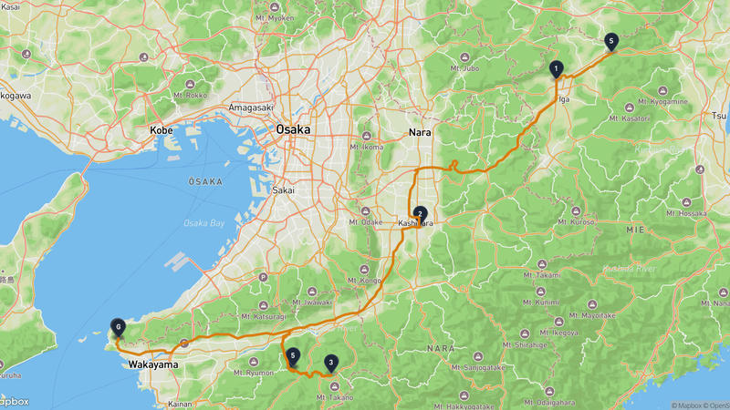 伊賀市至和歌山市 驾车路线