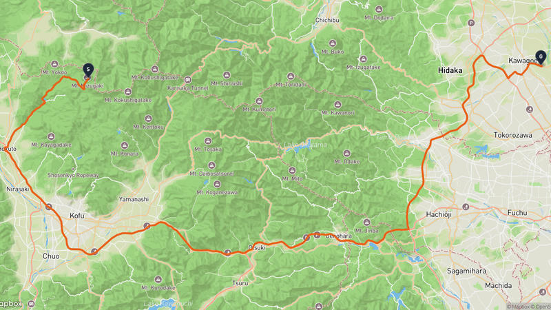 瑞牆山至川越市 驾车路线