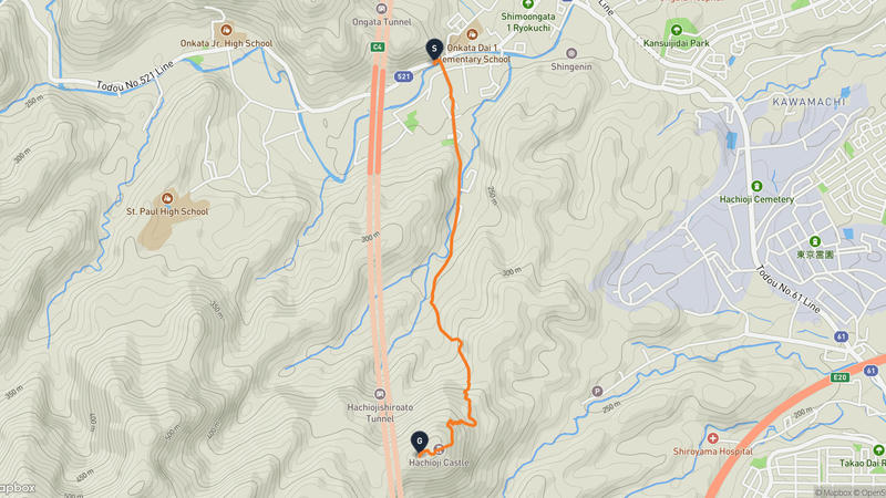 八王子城 登山路線