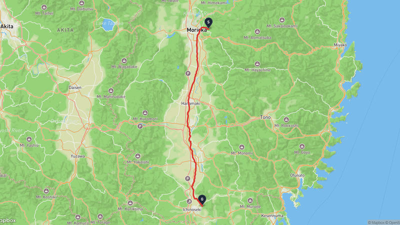 盛岡市至一関市 登山路線
