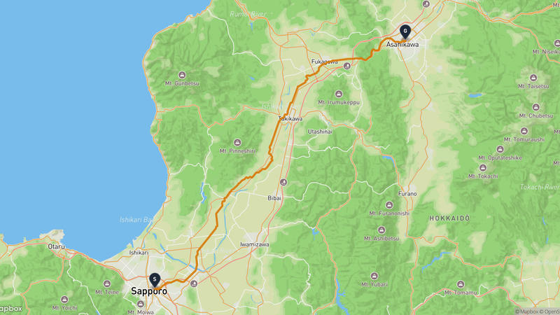 Sapporo Beer Museum to Asahi Bridge Cycling Route