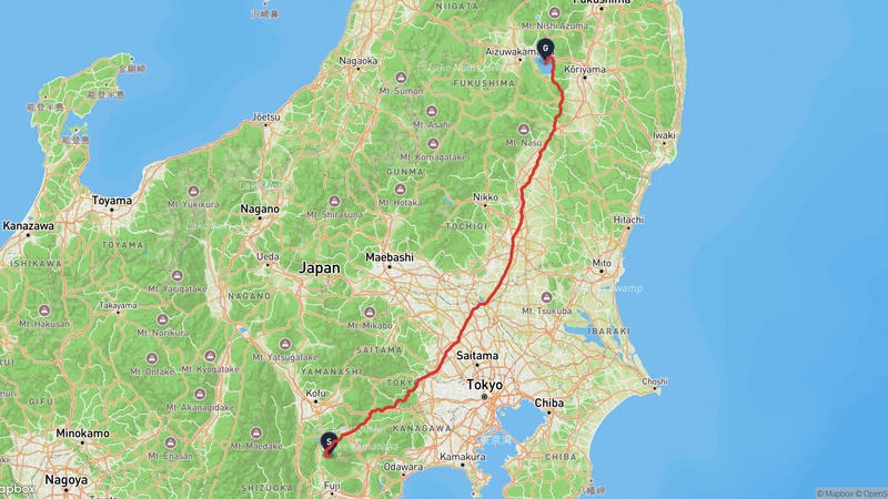 Fujinomiya~이나와시로호 하이킹 루트