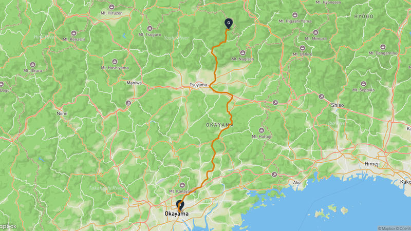 國清寺至津山市 驾车路线