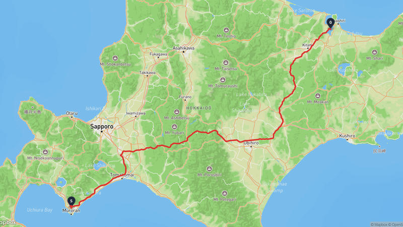 เส้นทางขับรถ Muroran-ทะเลสาบอะบะชิริ