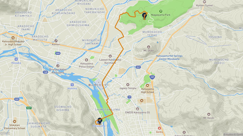 Fukui Prefectural Dinosaur Museum to Katsuyama Hiking Route