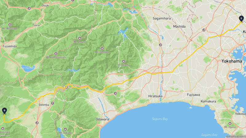 川崎市中原区至裾野市 登山路線